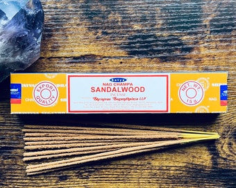 SANDALWOOD | Satya Incense Indian Sticks Hand Rolled Smudge Sticks Vegan Friendly
