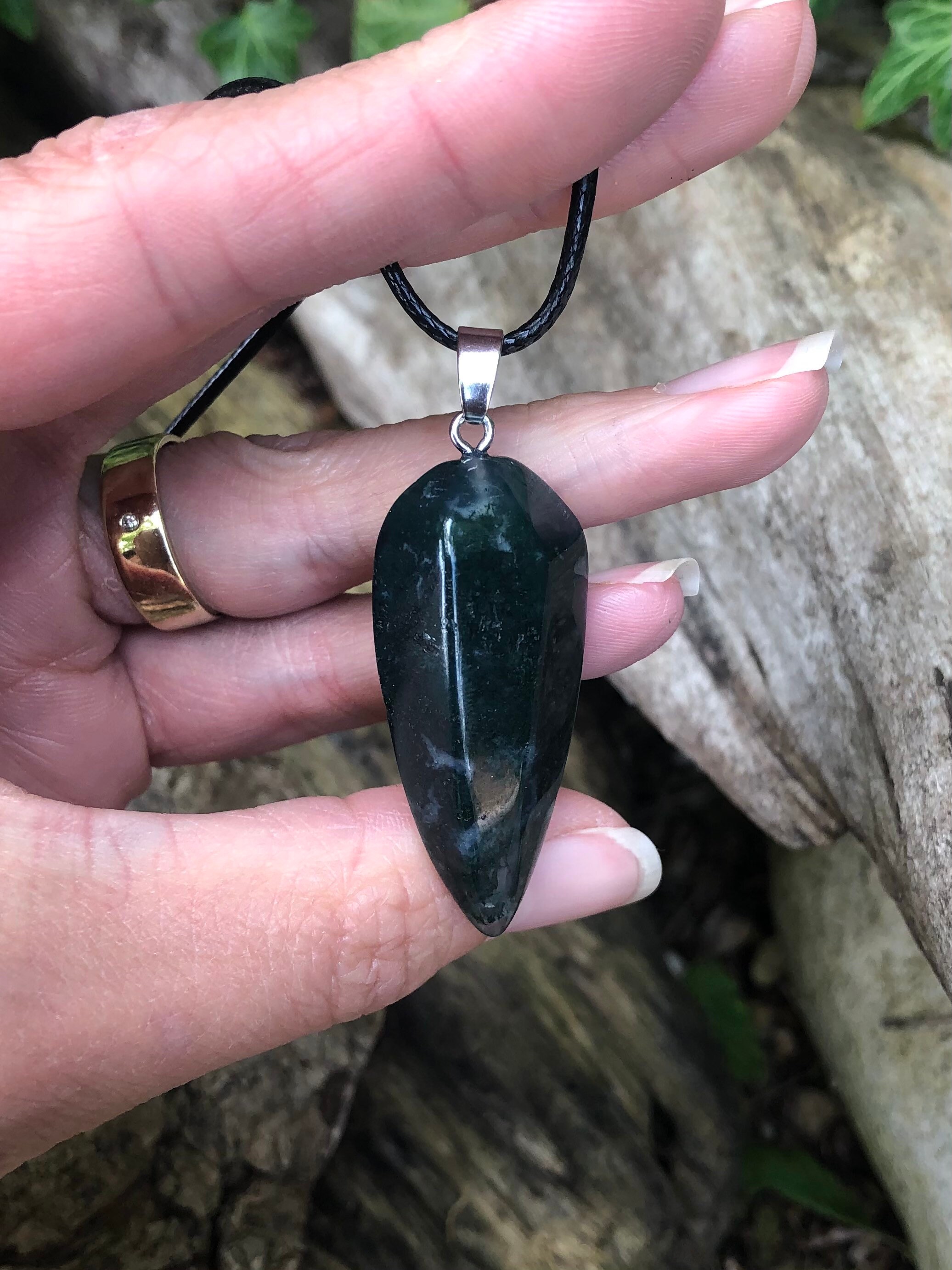 Moss Agate Necklace Pendant Crystal Healing Gemstone Feng Shui | Etsy