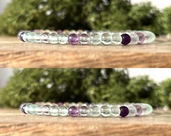 Rainbow Fluorite Bracelet 4mm Beads Crystal Healing Gemstone Spiritual Energy Protection NEGATIVE ENERGY