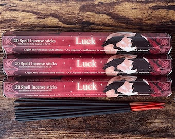 LUCK SPELL Incense Sticks ELEMENTS Handmade Indian 20 x Sticks Stamford Hex