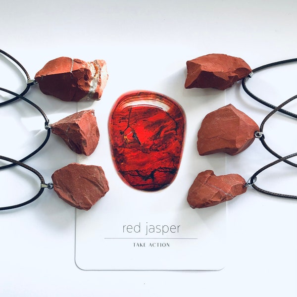 Raw Red Jasper Necklace Rough Pendant Natural Crystal Reiki Healing GROUNDING