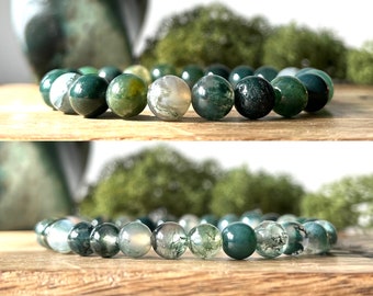 Moss Agate Bracelet Crystal Reiki Healing Gemstone Feng Shui NATURE MAGIC Heart Chakra