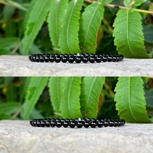 Black Tourmaline Bracelet 4mm Beads Crystal Healing Gemstone PROTECTION SHIELD Negative Energy