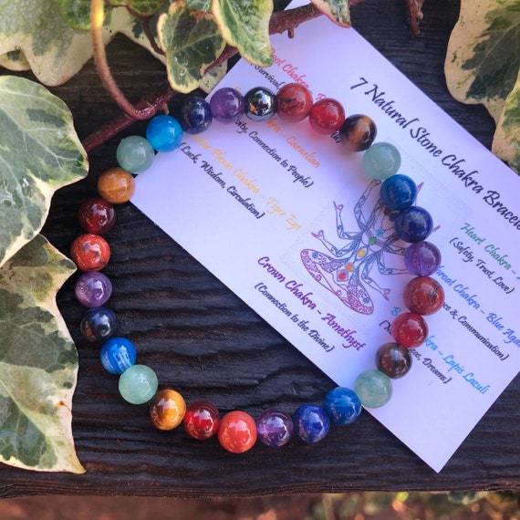 Genuine 7 Chakra Balancing Bracelet Reiki Healing Crystal Gemstone