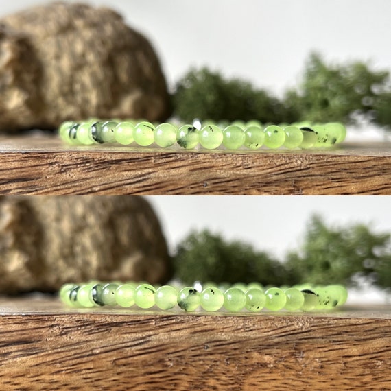 Prehnite Bracelet Crystal 4mm Beaded Natural Gemstone Healing HEAL THE HEALER Meditation