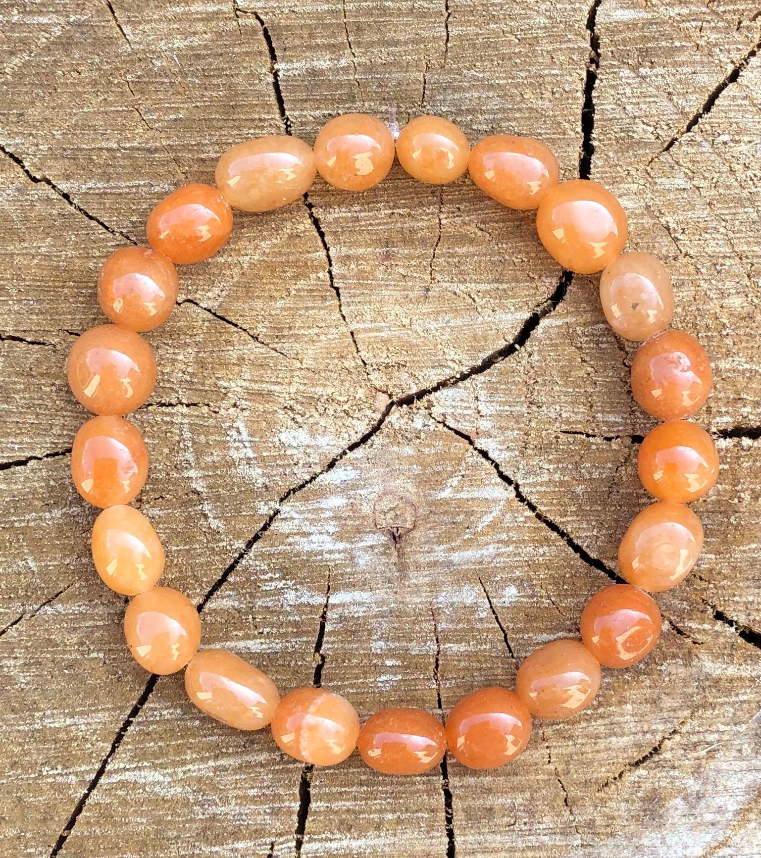 Peach Aventurine Bracelet Nugget Crystal Healing Gemstone Etsy