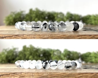 Tourmalinated Quartz Bracelet Crystal Healing Gemstone Tourmaline PROTECTION
