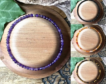 Beaded Gemstone Anklet Ankle Bracelet 925 Sterling Silver Crystal Healing TALISMAN LIGHT WORKERS