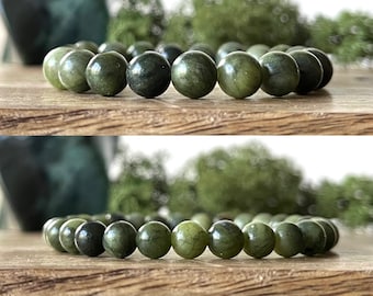 Green Jade Gemstone Bracelet Crystal Healing Vitality HEALTH WEALTH Fortune Zen Taiwan