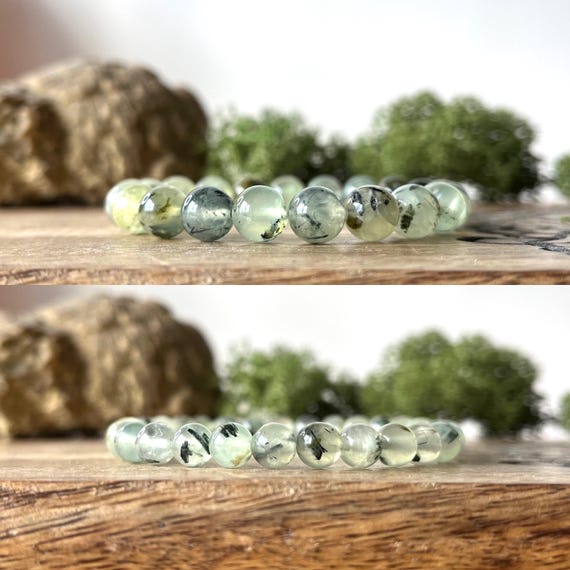 Prehnite Bracelet Crystal Beaded Natural Gemstone Healing HEAL THE HEALER