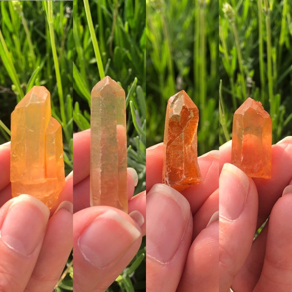 Small Tangerine Quartz Points Crystal Natural Stone Reiki Gemstone Gridding SOUL HEALING