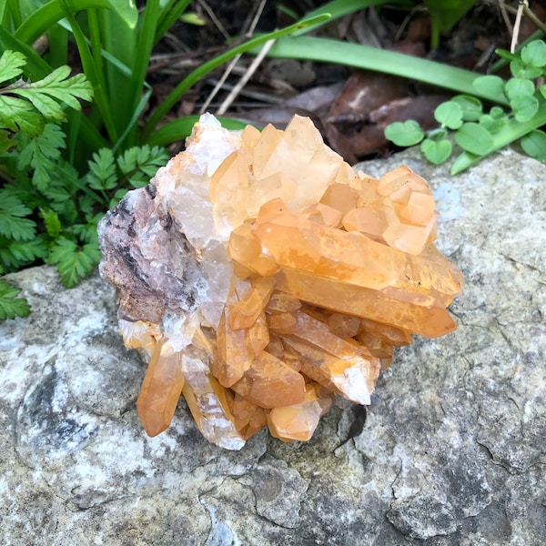 Tangerine Quartz Cluster Crystal Natural Stone Reiki Gemstone SOUL HEALING 276g