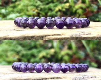 Amethyst Gemstone Bracelet Crystal Healing Spiritual CROWN CHAKRA Protection Zen