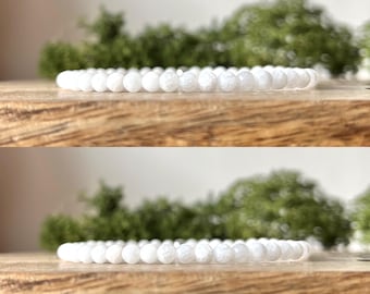 White Jade Bracelet Gemstone 4mm Beads Crystal Healing POSITIVITY LIGHT Energy