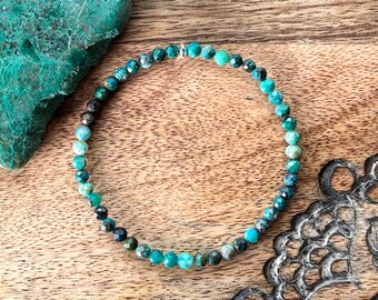 Natural Chrysocolla Bracelet 4mm Beads Crystal Healing Gemstone Buddhism Throat Chakra PURE LOVE