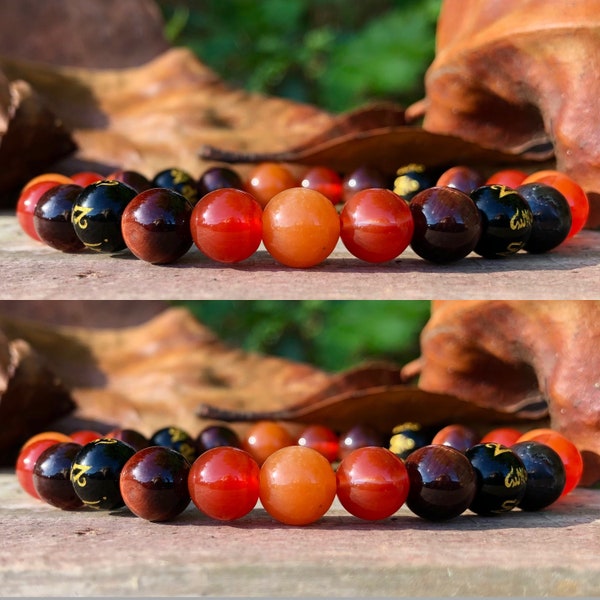 SACRAL CHAKRA Bracelet Svadhisthana 2Nd Chakra Gemstone Crystal Chakra Energising OM