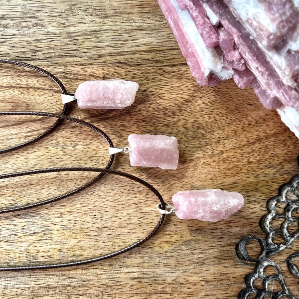 Natural Pink Tourmaline Pendant Rubellite Necklace Crystal Healing Chakra UNIVERSAL LOVE