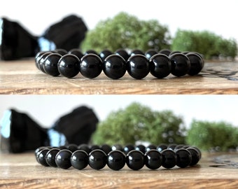 Black Obsidian Bracelet Crystal Healing Gemstone Lava GROUNDING PROTECTION Stress Zen