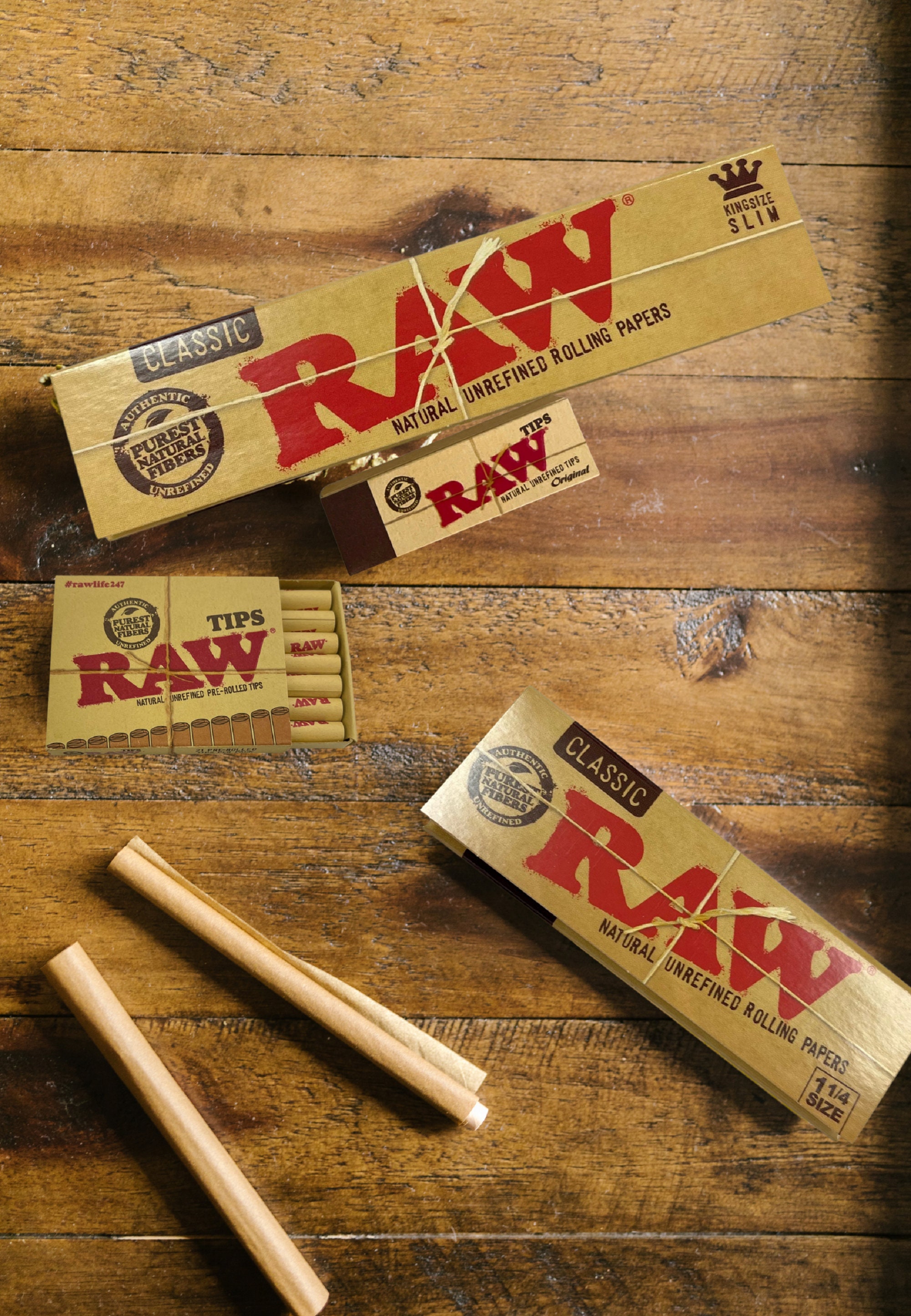 RAW-Set  DrehTablett Rolling Tray mini prerolled Tips Classic King Size Joint 