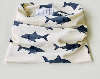 Organic Children’s Snood white sharks/gift for kids/ kids Snood/Toddler Snood/Children’s Neck Warmer/Christmas gift for kids/2-10 years