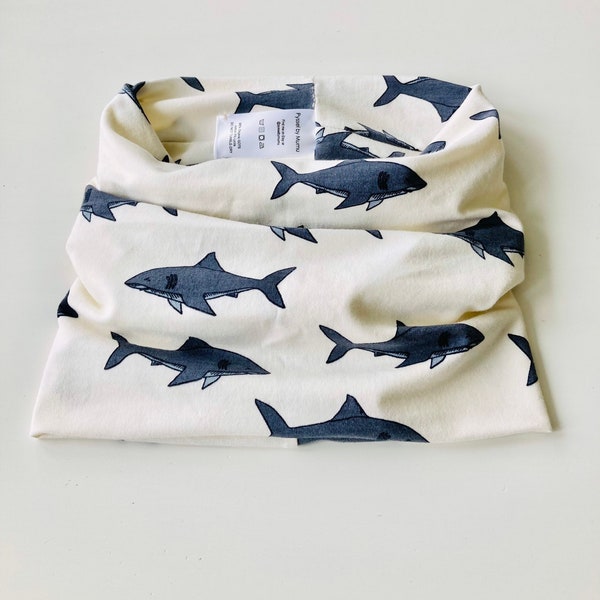 Organic Children’s Snood white sharks/gift for kids/ kids Snood/Toddler Snood/Children’s Neck Warmer/Christmas gift for kids/2-10 years