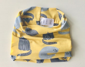 Organic Children’s Snood yellow/cats/Organic cotton gift kids Snood/Toddler Snood/Children’s Neck Warmer/Christmas gift for kids/2-10 years