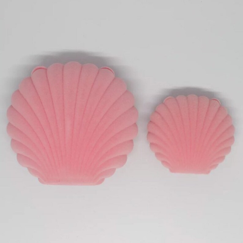 Seashell Jewelry Box Velvet and Plastic Velvet Shell Personalized Velvet Shell Earring Box,Nautical Earring Box Jewelry Box Earring Box