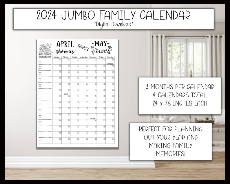 2024 GIANT Family Calendars digital Files Etsy