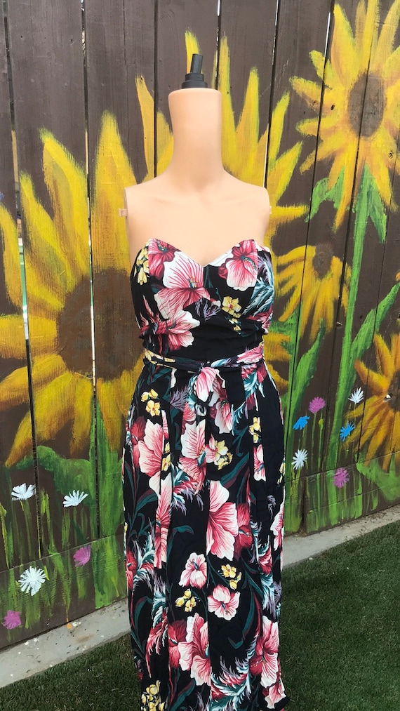 Vintage Karen Alexander strapless floral dress