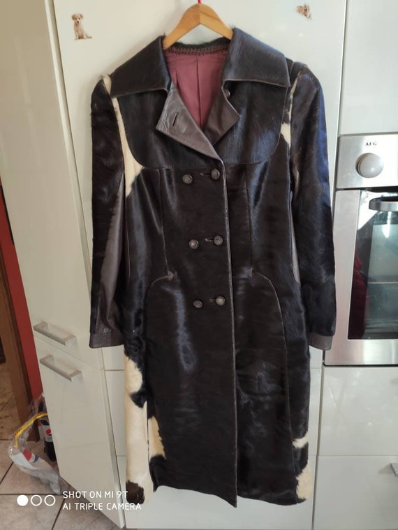Vintage 1970s Cow Fur Coat