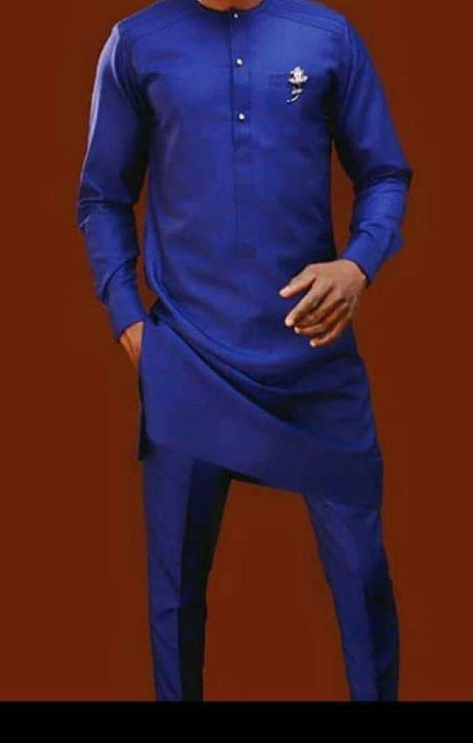 Navy blue traditional wear African men's outfit African Etsy