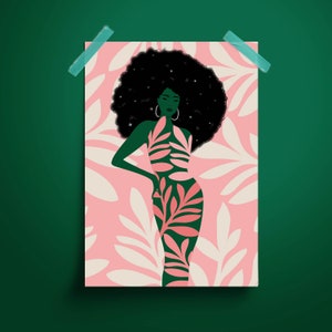 CROWN - Afro Art Print - Graceful Black Woman Art - Afrocentric Decor - Inspirational Gift - Afro Chic Art - Cultural Elegance
