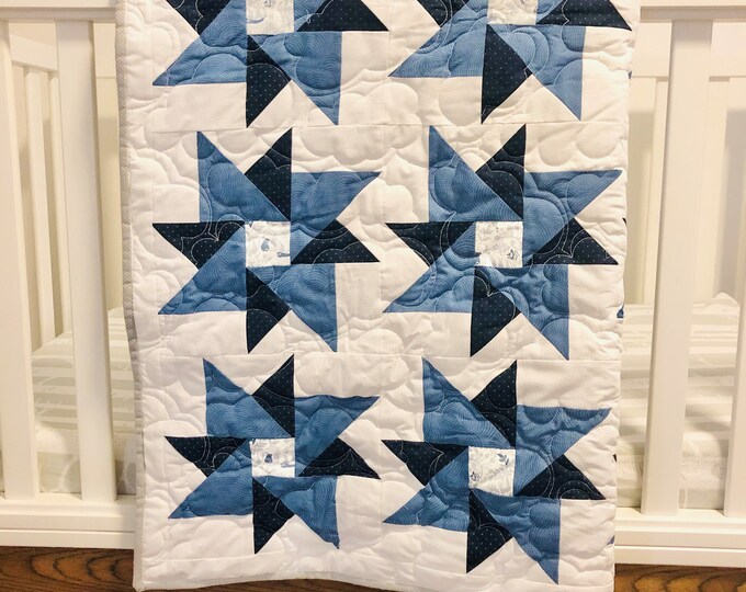 Modern Baby Quilt Star Pattern Baby Quilt Gender Neutral Etsy