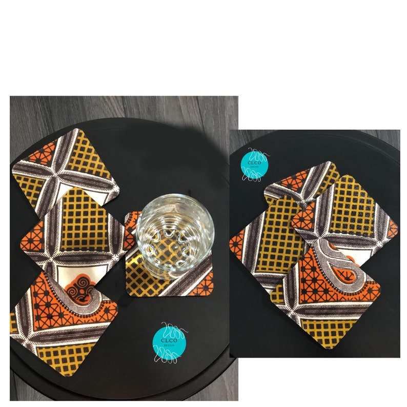 Pack of African WAX coasters 4 African Coasters Set of Etsy