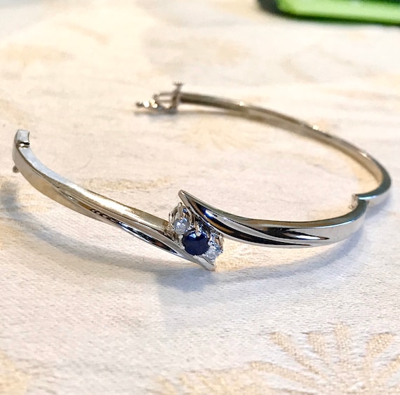 Sapphire Diamond White Gold Bracelet  - Pristine … - image 6