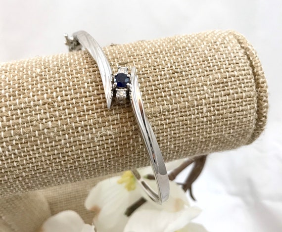 Sapphire Diamond White Gold Bracelet  - Pristine … - image 4