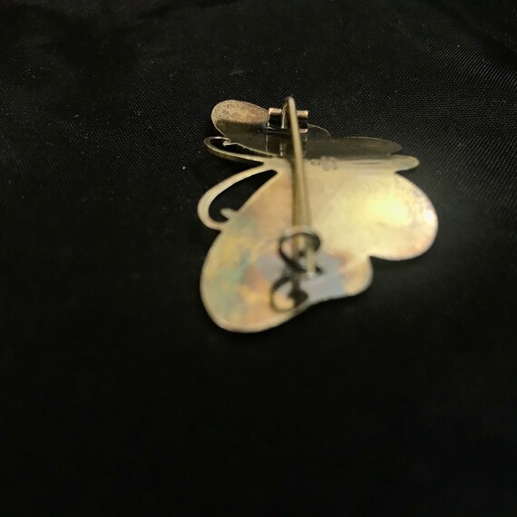 EARLY Holth Butterfly Brooch White Guilloche Enam… - image 6