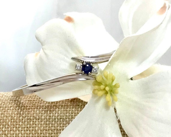 Sapphire Diamond White Gold Bracelet  - Pristine … - image 2
