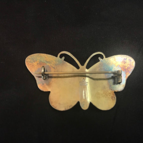 EARLY Holth Butterfly Brooch White Guilloche Enam… - image 8