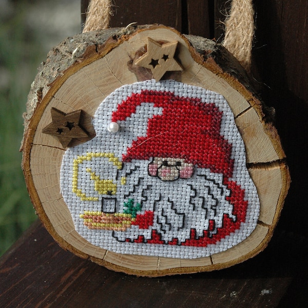 decoration wooden decoration Christmas Santa Claus santa claus dwarf with candle Christmas cross embroidery Christmas gift Christmas gift