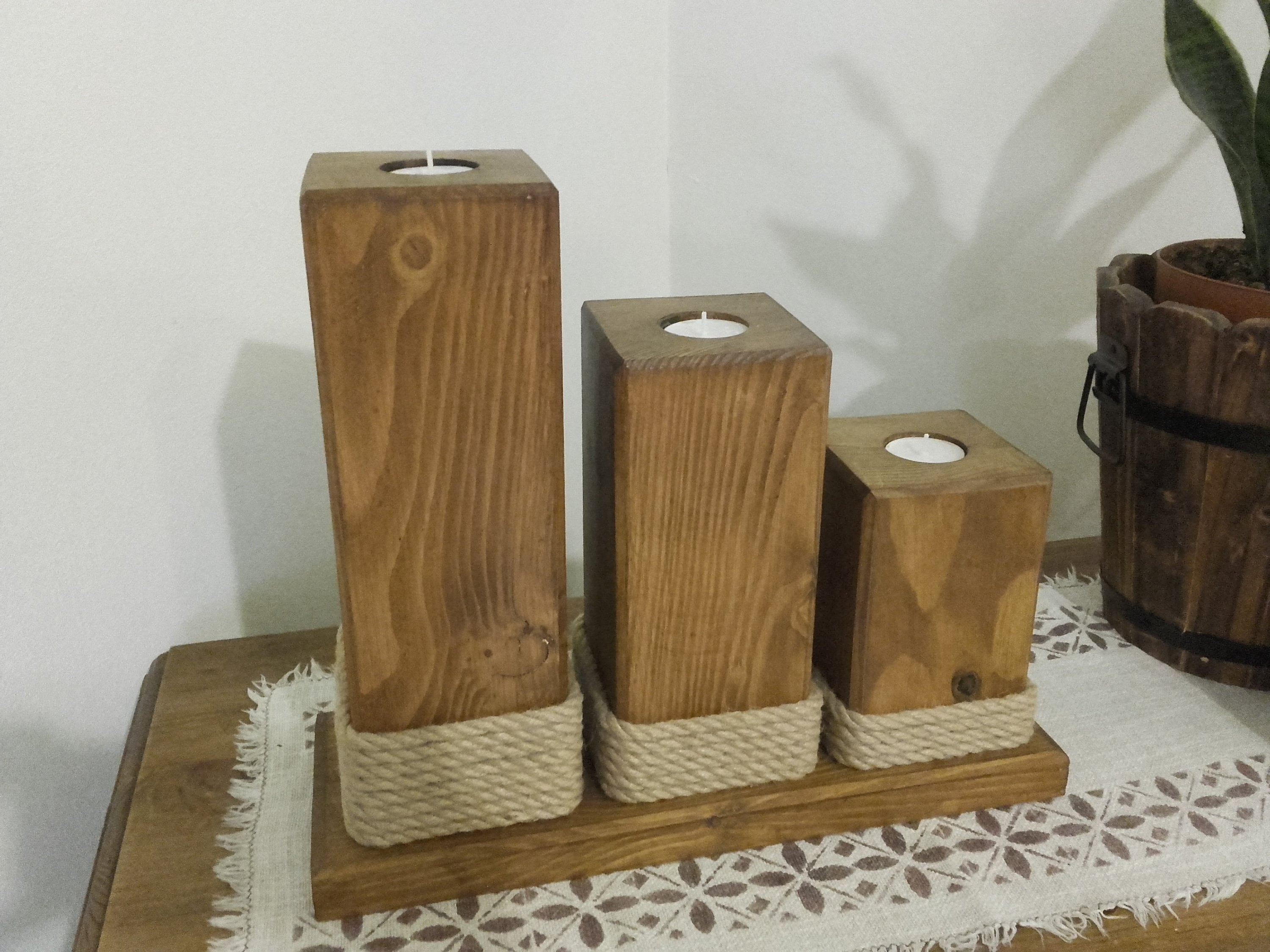 Wooden Candle Holder