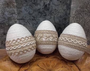 Easter eggs Easter eggs cotton string decorative jute tape decoration Easter decoration natural boho spring gift