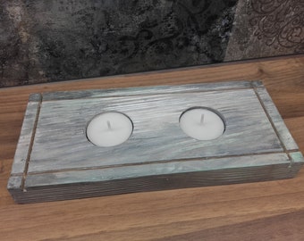 Houten kandelaar afgeveegd artistieke geschilderde geschenkdecoratie theelicht houten kandelaar Kerzenständer aus Holz