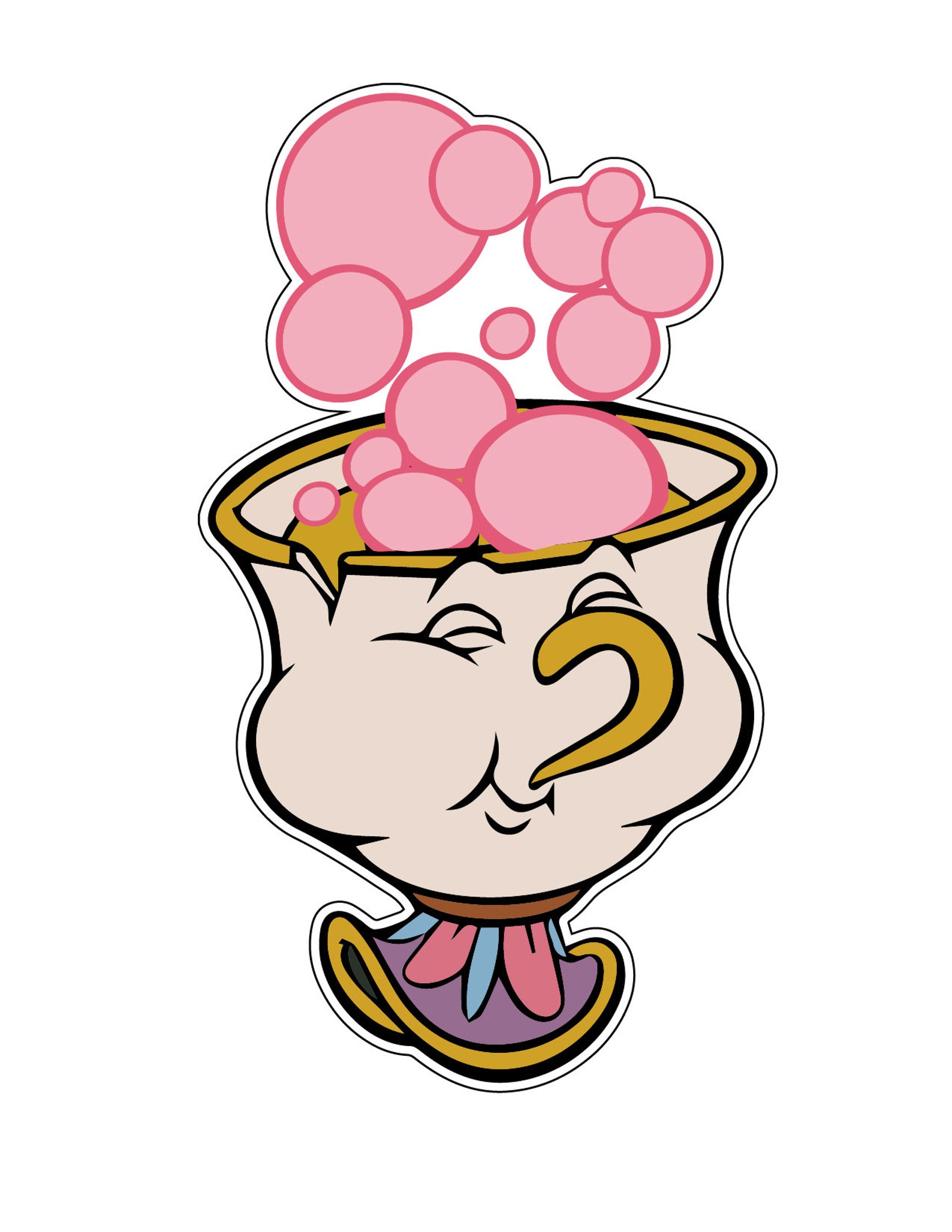 Beauty And The Beast Chip Cute Cup Vinyl sticker / bedrukt Etsy