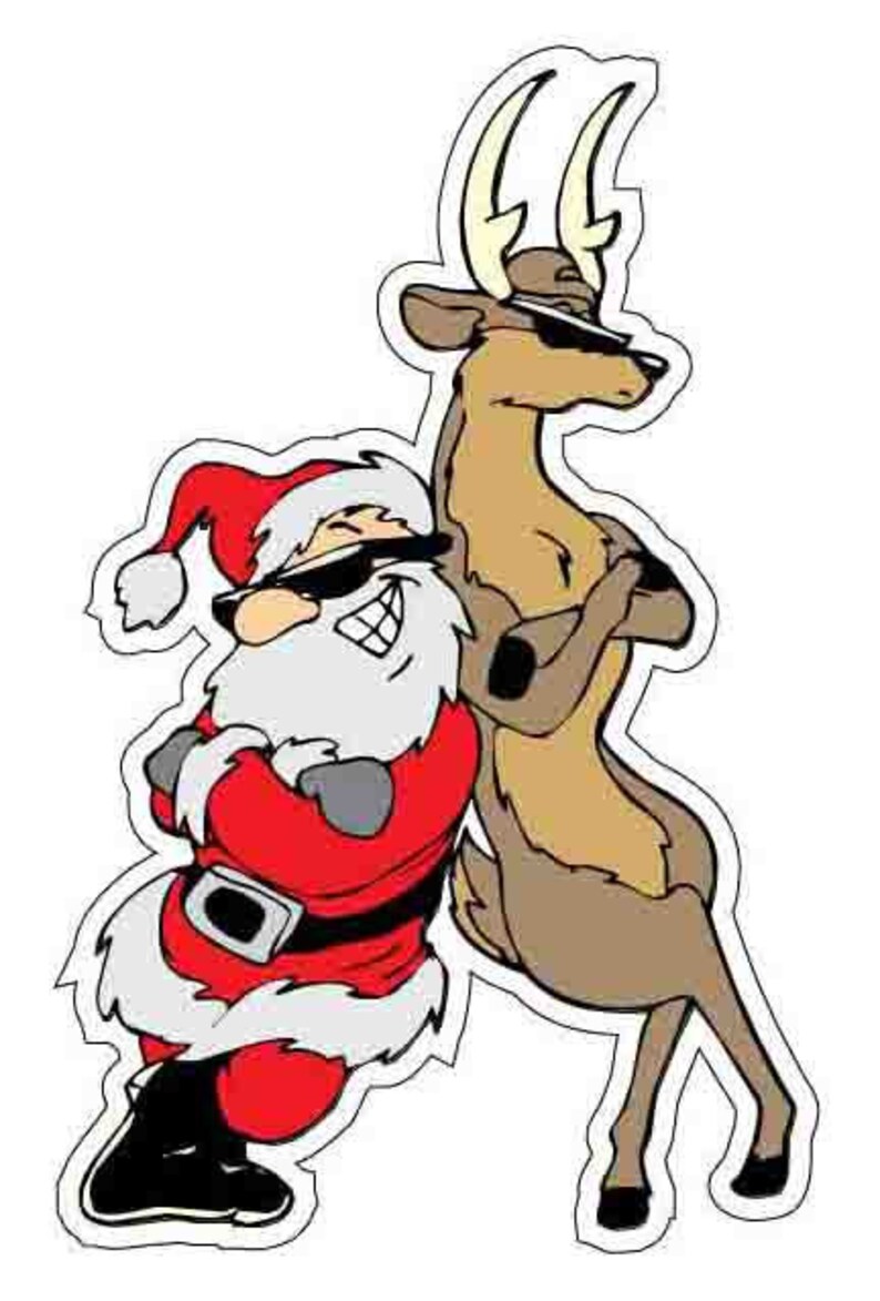 Santa With Deer Merry Christmas Black Friday Happy New Year vinyl sticker decal for car bumper helmet game console phone window laptop