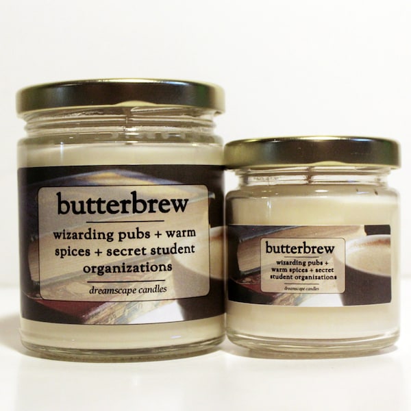 Butterbrew | Wizard Inspired | Soy Vegan Scented Candle | Magical | Butterscotch | Winter | Bookish