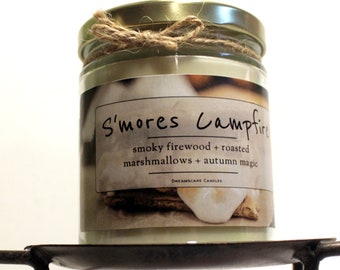 S'mores Campfire | Fall Candle | Autumn | Cozy | Soy Vegan Scented Candle | Winter