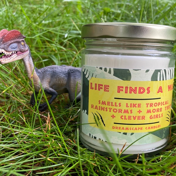 Life Finds A Way | Soy Vegan Scented Candle | Dinosaur Inspired | Jurassic