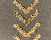 4 Pieces, Raw Brass, Art Nouveau Filigree Corners, Box Corners, Brass Stamping, Ful A9377
