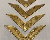 4 Piece, Raw Brass Filigree, Used for Corners, Jewelry Box Embellishment, Art Deco Style, Raised Embossed Details, Ful A9376